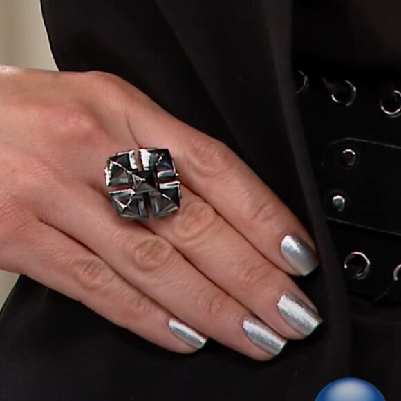 MARGO MANHATTAN "Maxine" Black Rhodium Cross Ring 6 - Picture 3 of 7